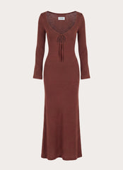 Amarise Knit Tie Front Maxi Dress - Chocolate