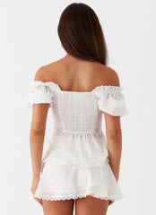 Hundred Percent Puff Sleeve Top - White