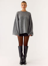 Jack Oversized Knit Sweater - Grey