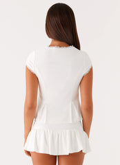 Landon Button Up Top - White