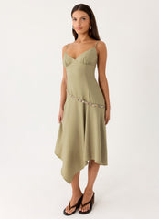 Lazure Midi Dress - Pale Olive