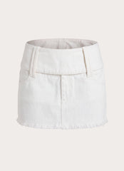 Liam Low Rise Denim Micro Skort - White
