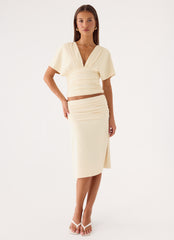 Lorelei Midi Skirt - Soft Butter Yellow