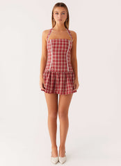 Lotus Dream Mini Dress - Ruby Check