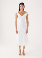 Love Street Lace Midi Dress - White