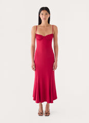 Lynn Midi Dress - Pomegranate Red