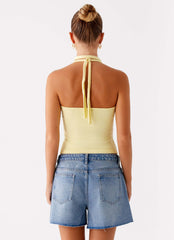 Madden Knit Scarf Top - Yellow