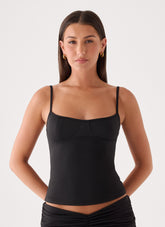 Madelyne Jersey Top - Black