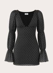 Moonlight Drive Mini Dress - Black Polka Dot