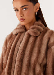 Naylor Faux Fur Jacket - Brown