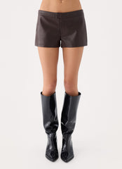 Nirado PU Mini Shorts - Chocolate