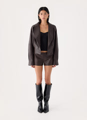 Nirado PU Mini Shorts - Chocolate