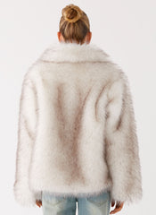 Novera Faux Fur Jacket - White Grey