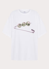 Olive Oversized Tee - White