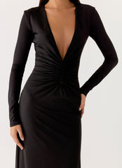 Palm Haze Maxi Dress - Black