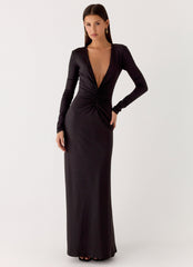 Palm Haze Maxi Dress - Black