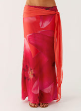 Raya Maxi Skirt - Peach Watermelon Flower