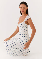 Roma Notte Maxi Dress - Porcelain Blue Polka Dot