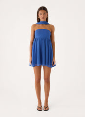 Romara Scarf Mini Dress - Cobalt Blue