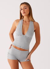 Roxy Halter Top - Grey