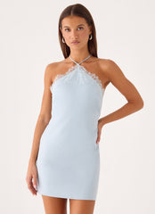 Samaria Halter Mini Dress - Blue