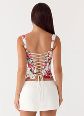 Sena Bustier Corset Top - Ivory Bloom