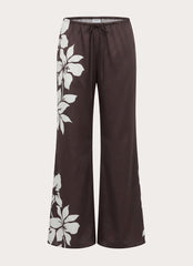 Sorena Low Rise Flared Pants - Chocolate Tropic Floral