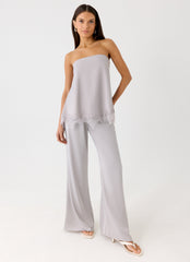 Sorena Low Rise Flared Pants - Misty Blue