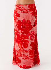 Soulful Low Rise Maxi Skirt - Sicily Sunsets Print