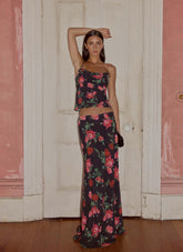 Star Girl Chiffon Maxi Skirt - Midnight Bloom