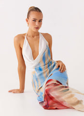 Stars Align Cowl Maxi Dress - White Sea Bloom