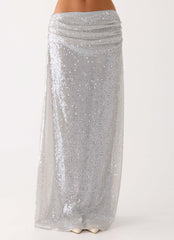 Susie Sequin Maxi Skirt - Silver