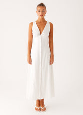 Tamsin Linen Maxi Dress - White