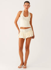 Vegas Nights Halter Neck Top - Yellow