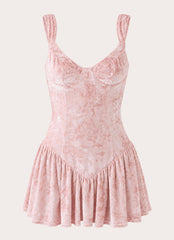 Venus In Crushed Velvet Mini Dress - Soft Pink
