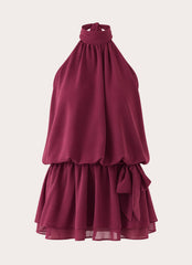 Vira Halter Mini Dress - Plum
