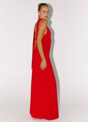 Yorke Scarf Maxi Dress - Raspberry Red
