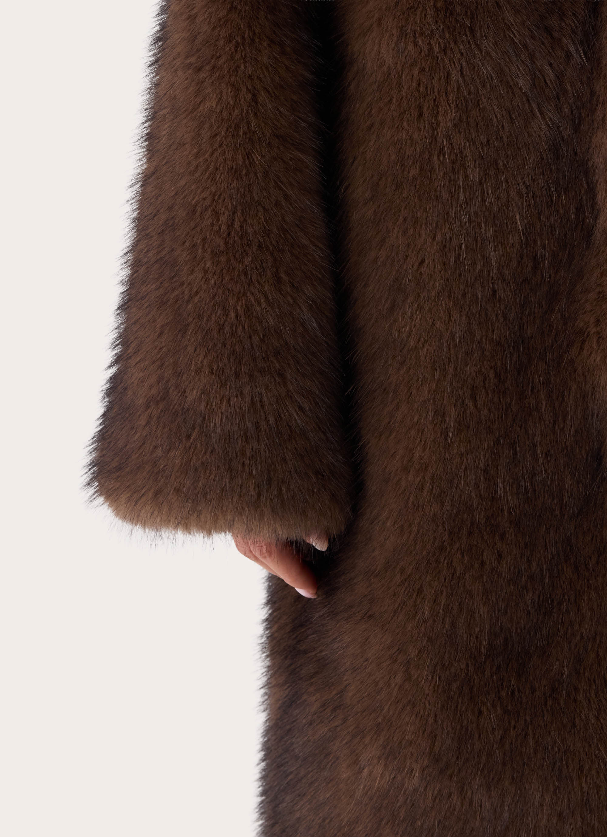 Aspen Avenue Faux Fur Coat - Chocolate