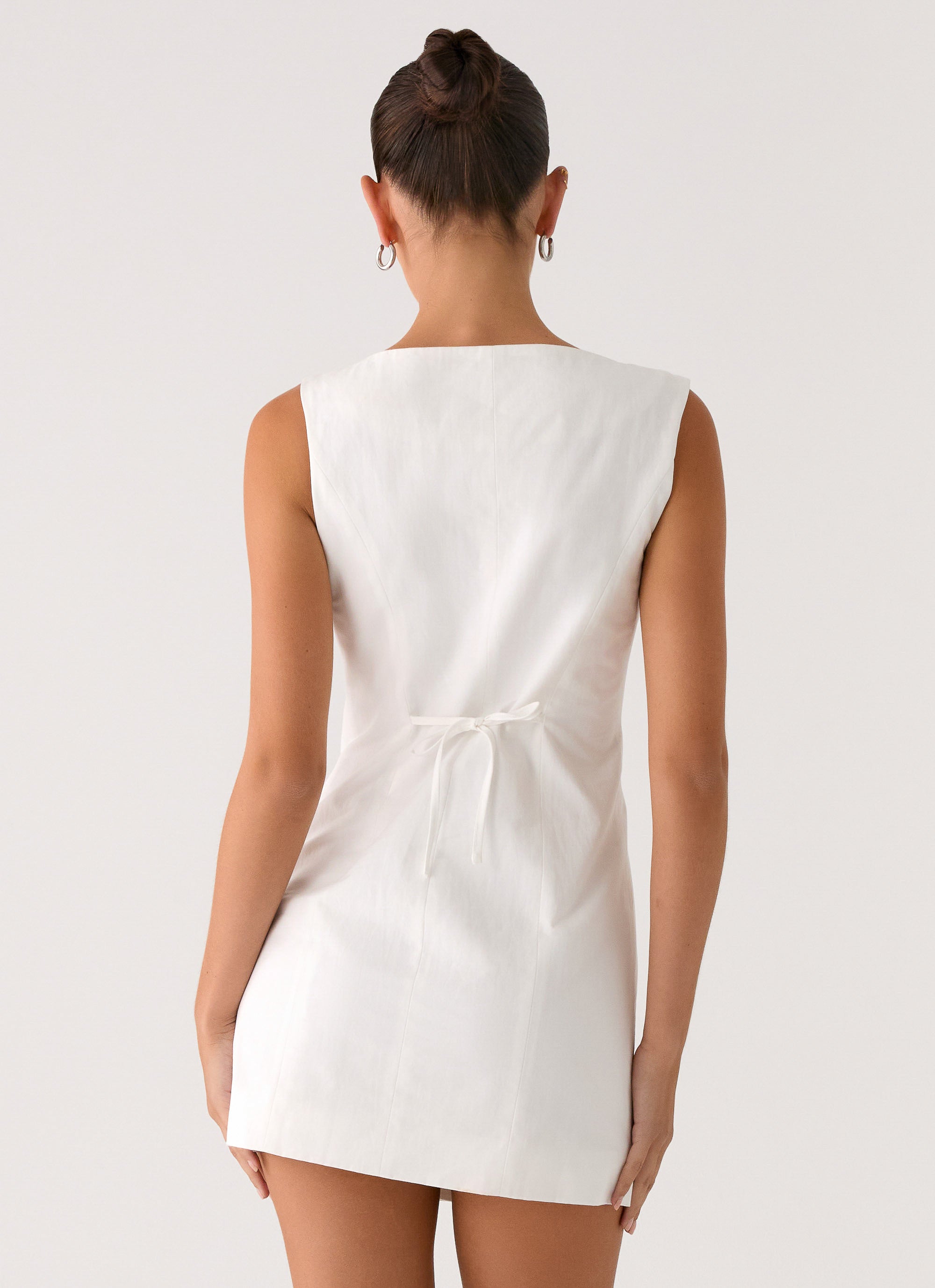 Golden Touch Cotton Mini Dress - White