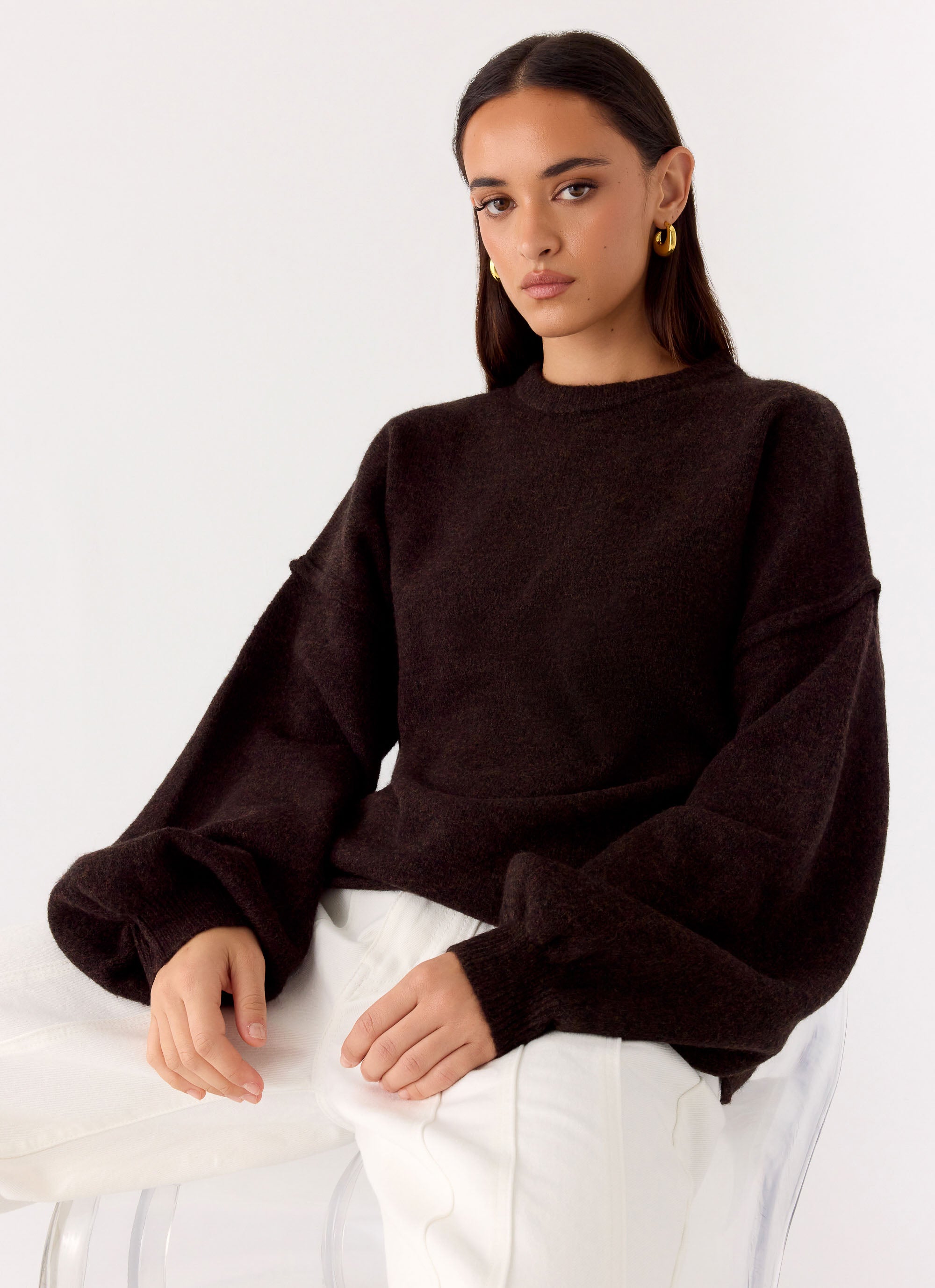 Jack Oversized Knit Sweater - Chocolate