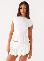 Landon Button Up Top - White