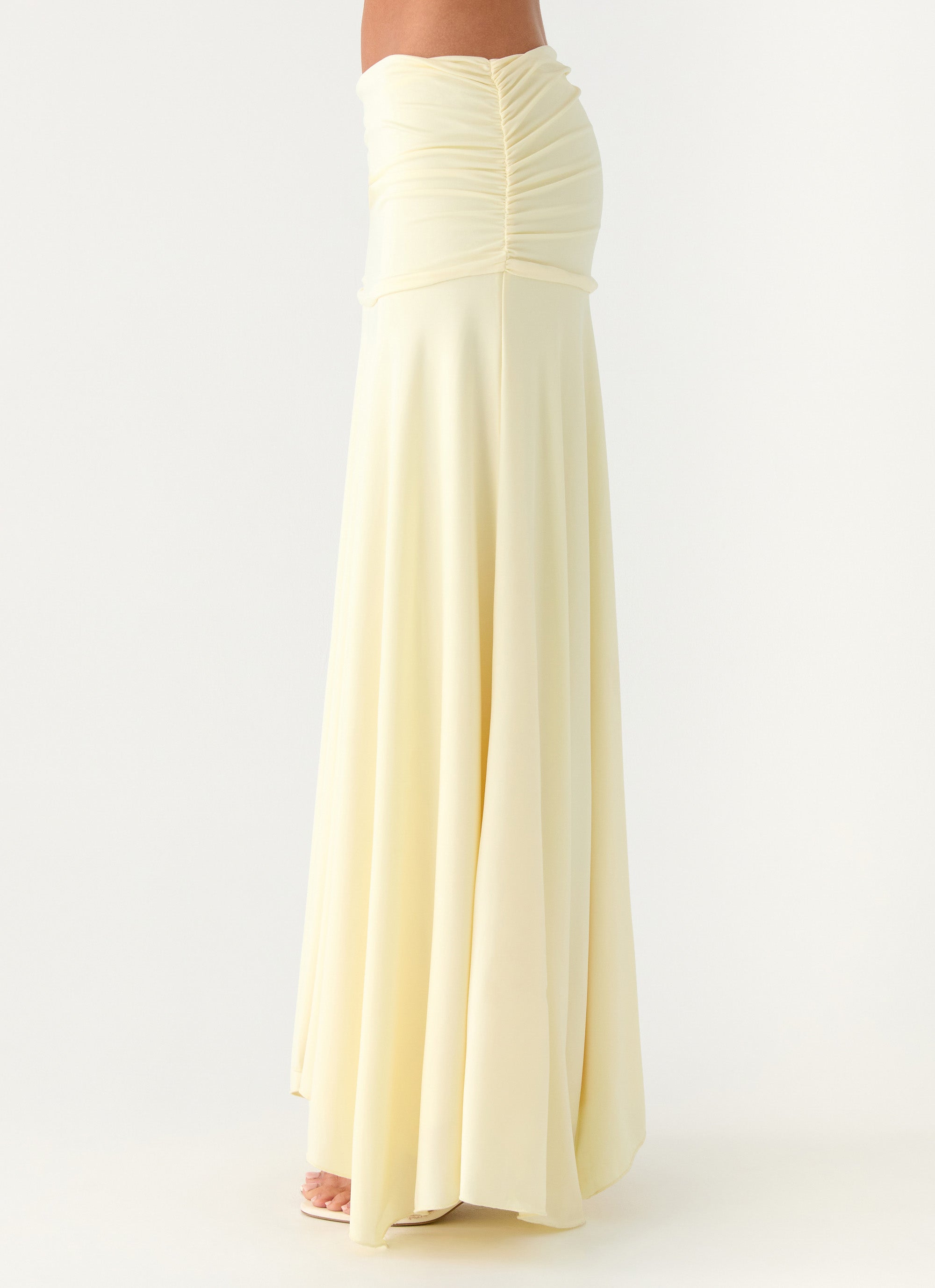 Liana Ruched Maxi Skirt - Yellow