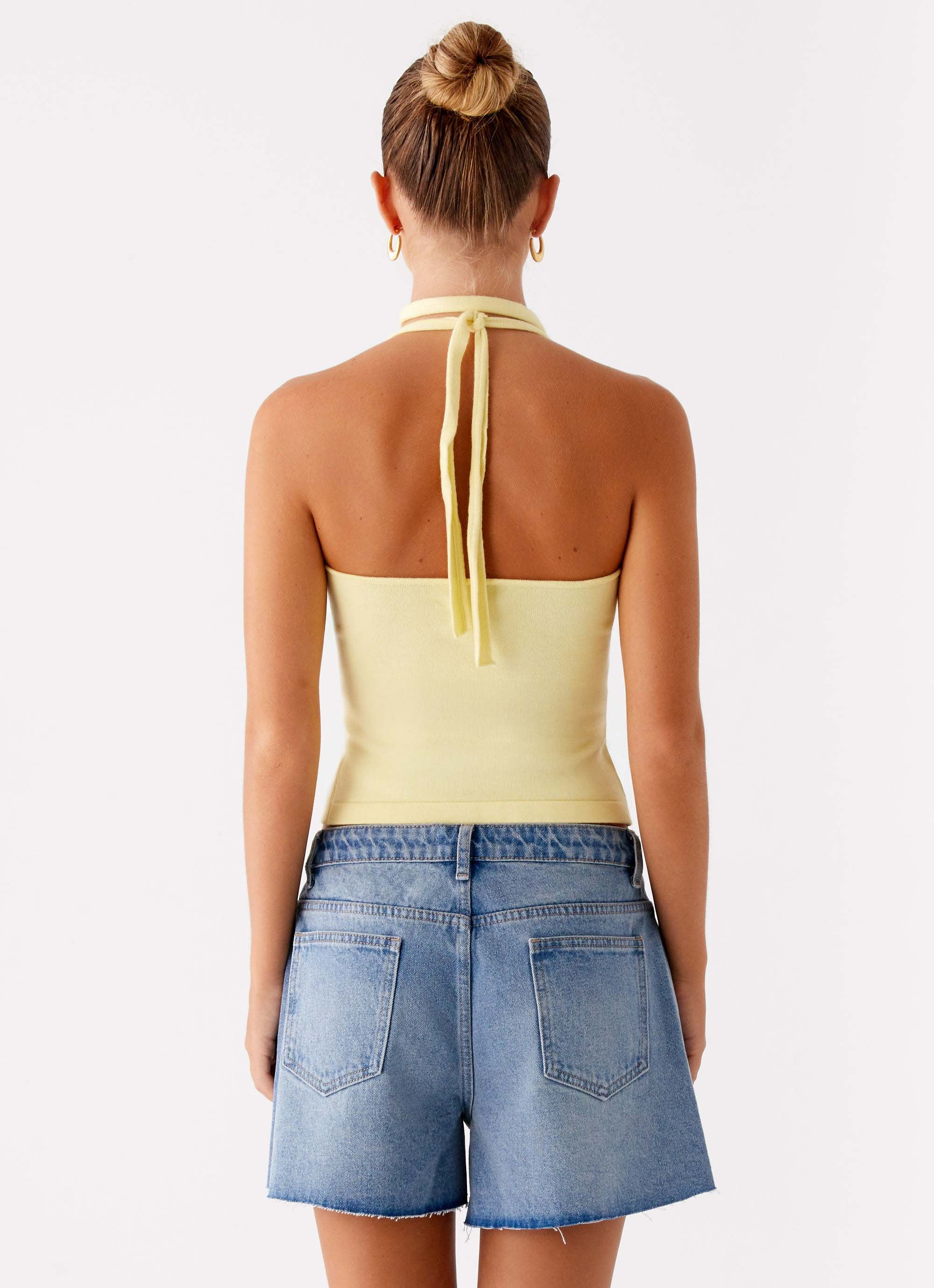 Madden Knit Scarf Top - Yellow