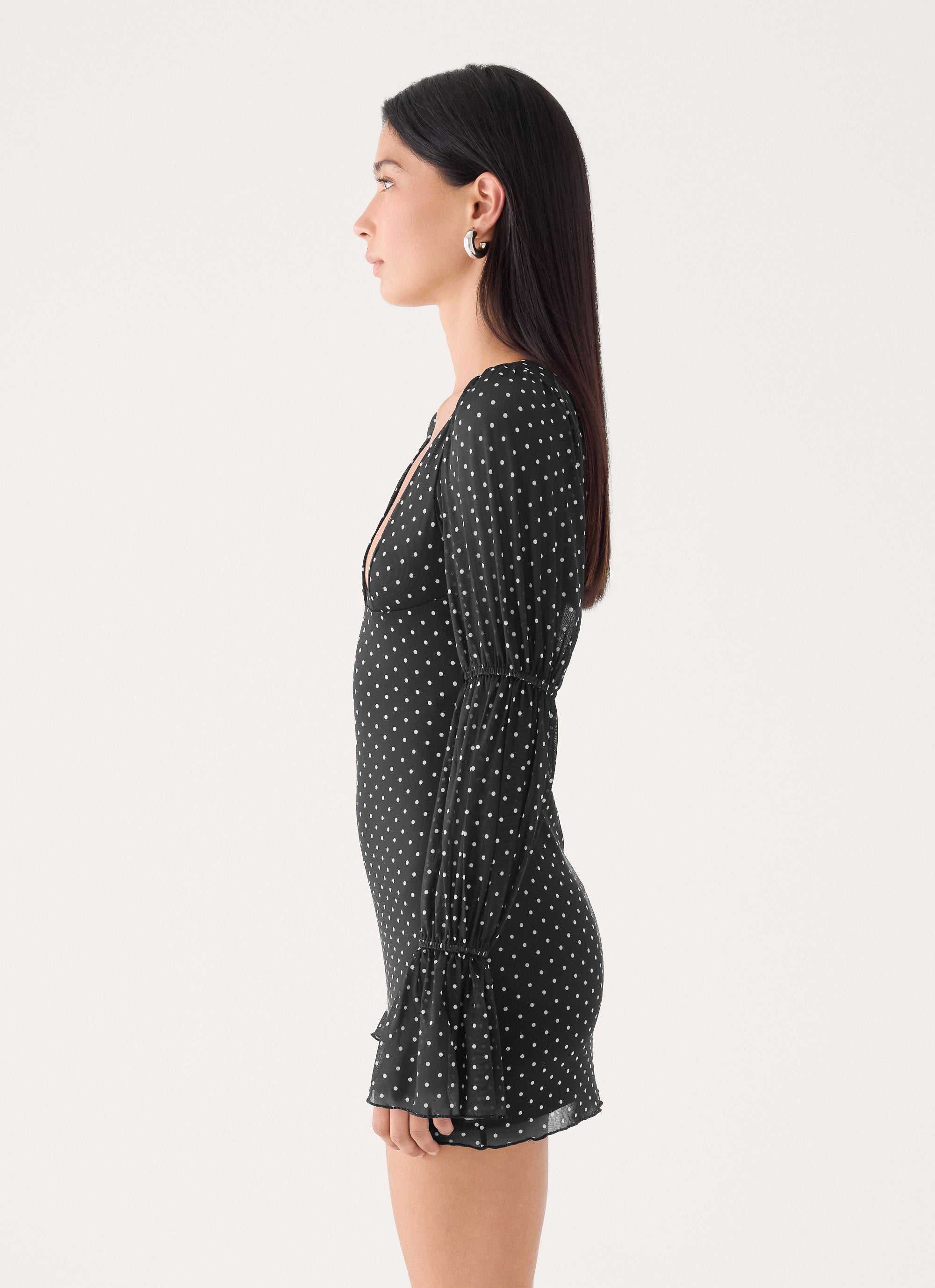 Moonlight Drive Mini Dress - Black Polka Dot