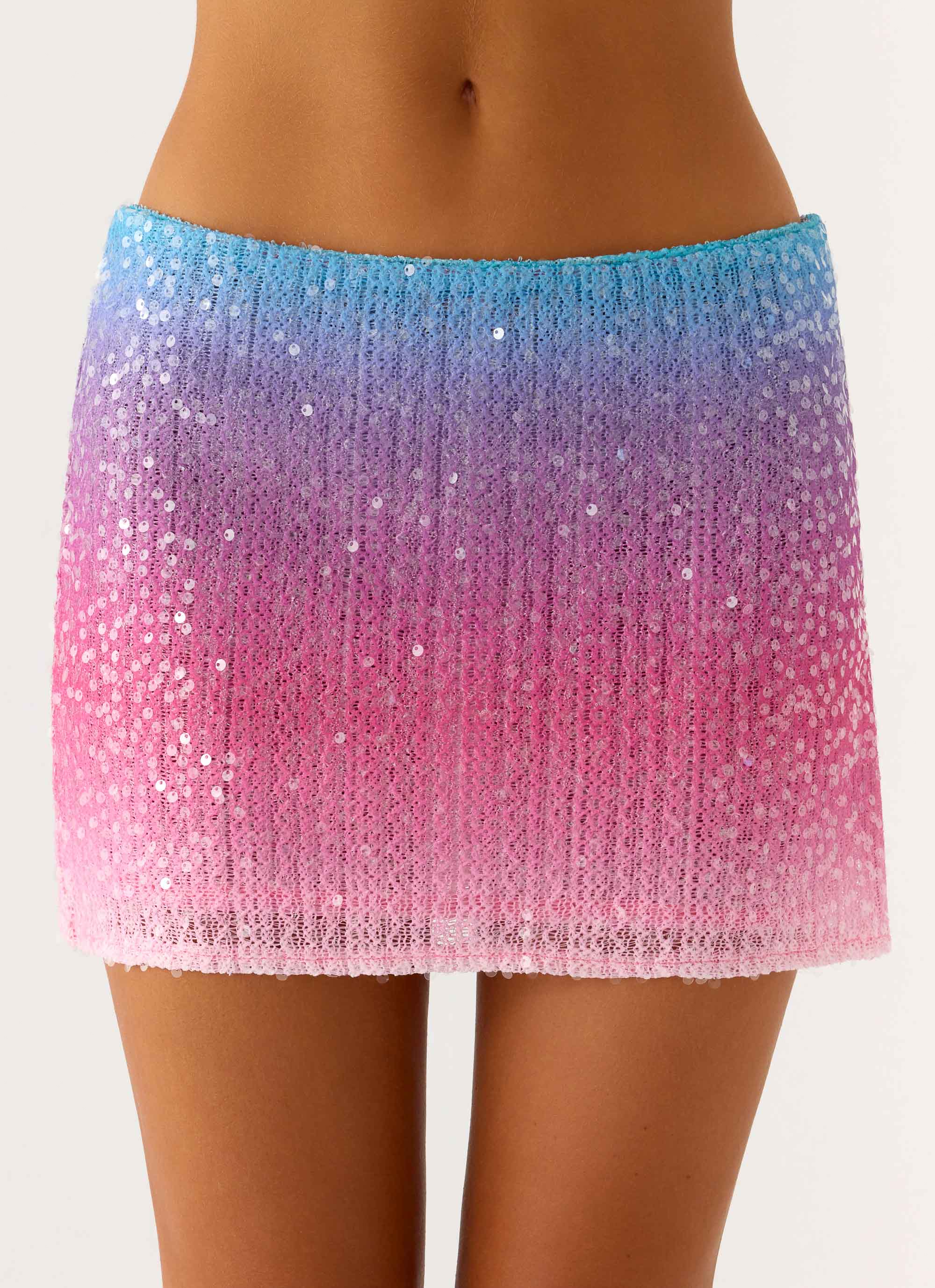 One More Time Sequin Knit Mini Skirt - Disco Ombre