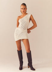 Percilla Ladder Knit Mini Dress - White
