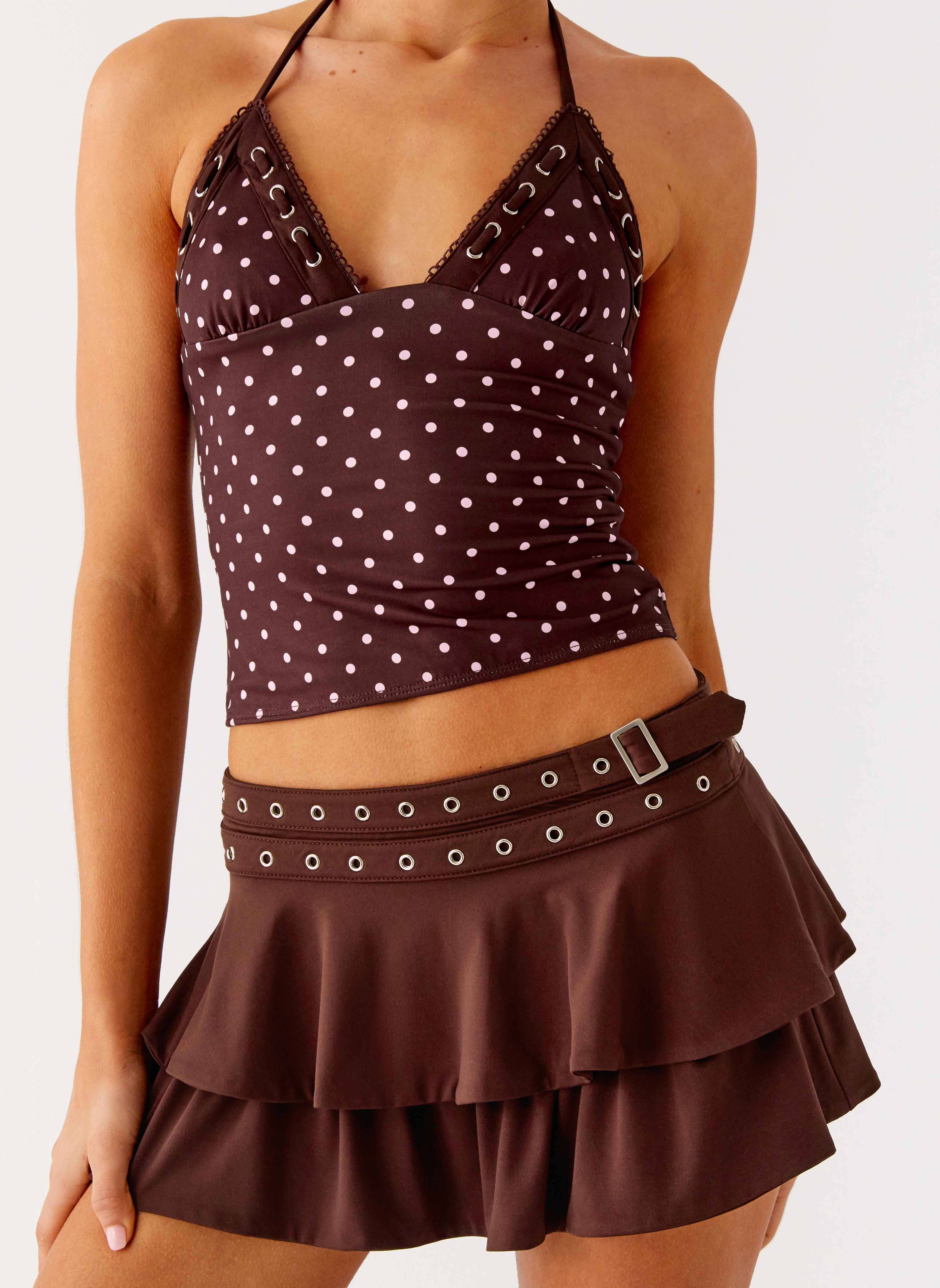 Prologue Belt Mini Skort - Chocolate