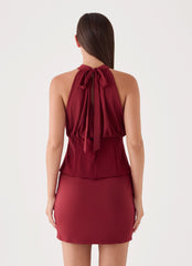 Rachelle Halter Mini Dress - Maroon