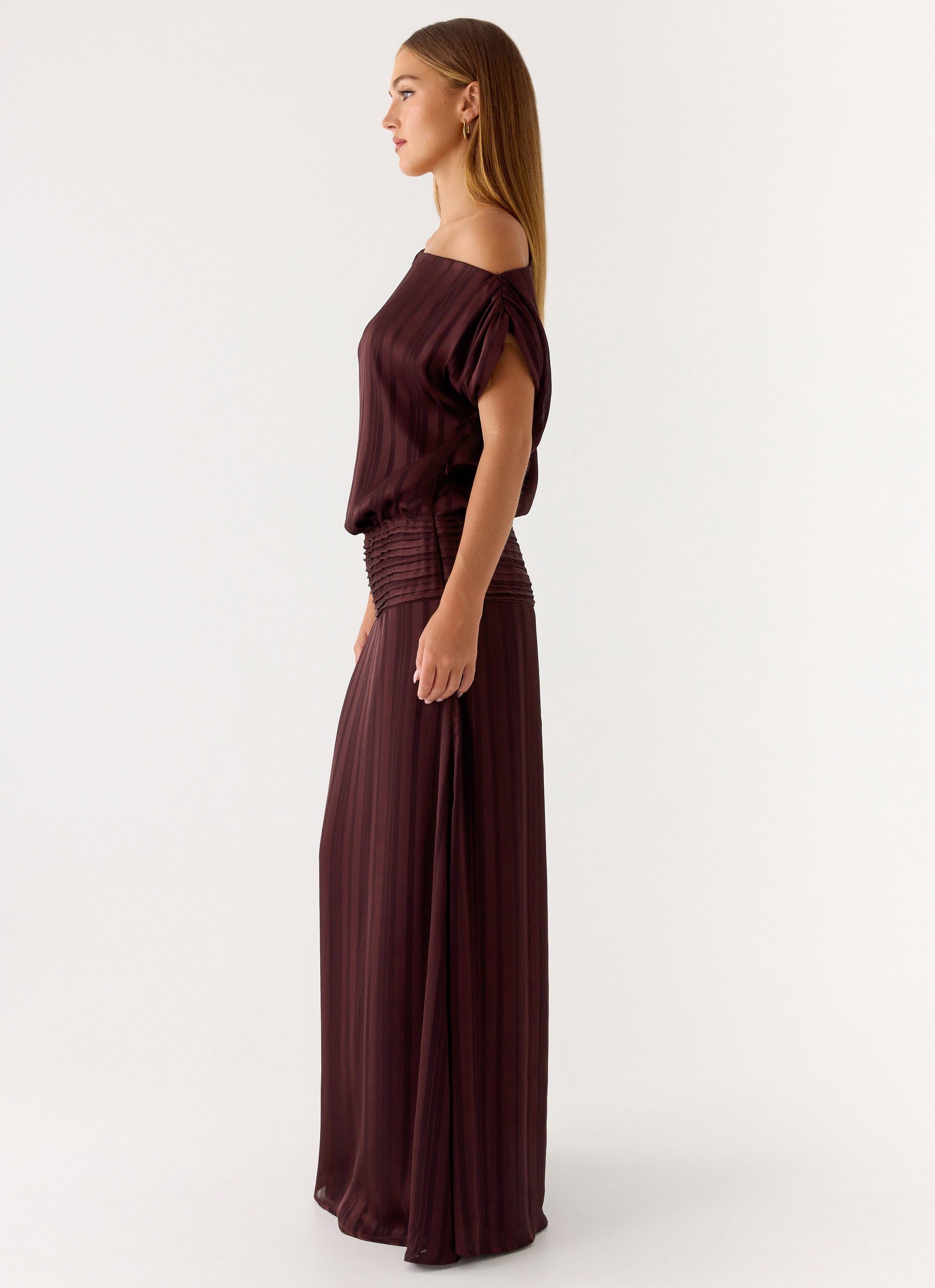 Rexi One Shoulder Maxi Dress - Aubergine Gleam