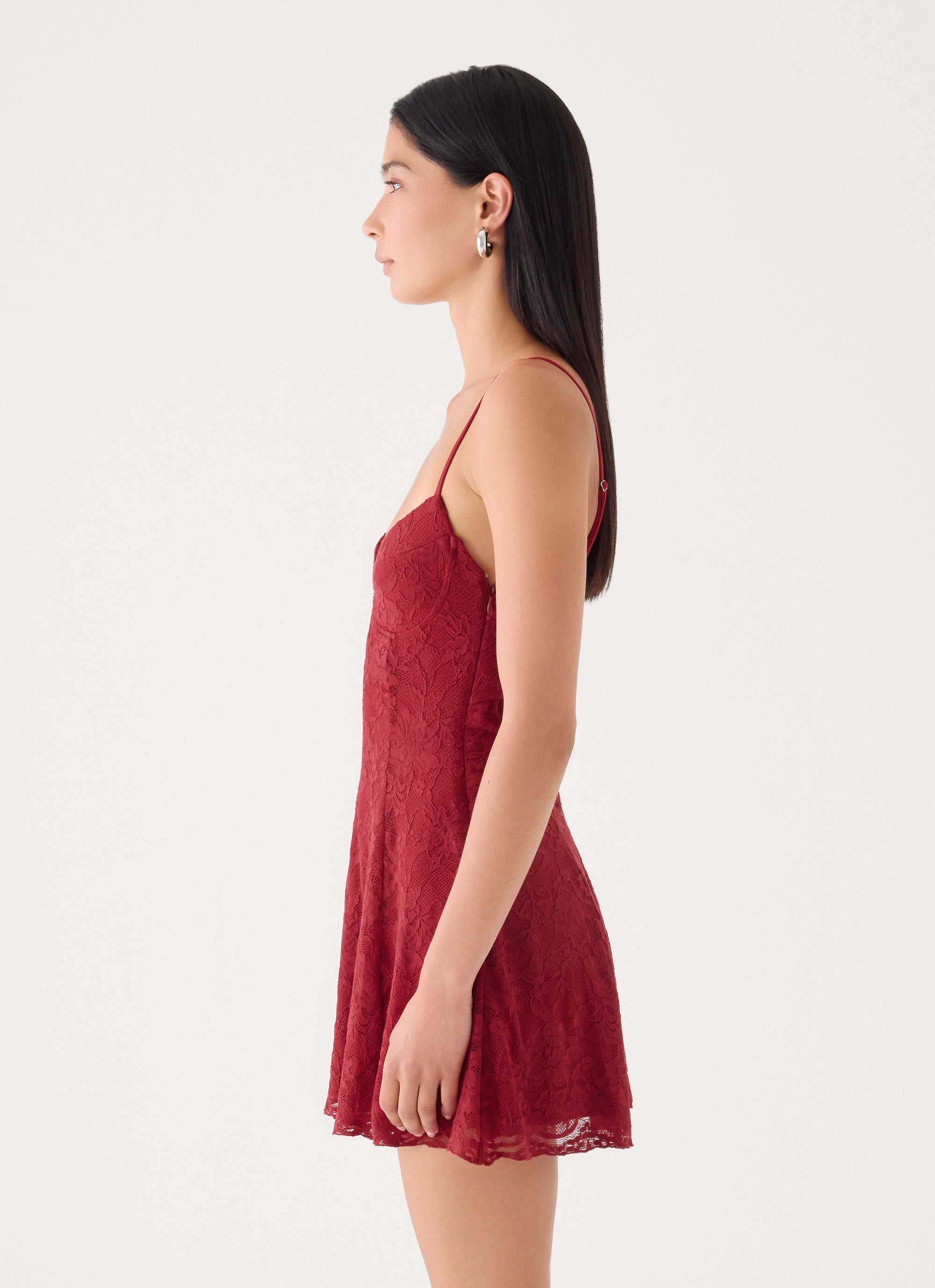 Saint Paloma Lace Mini Dress - Fire Red